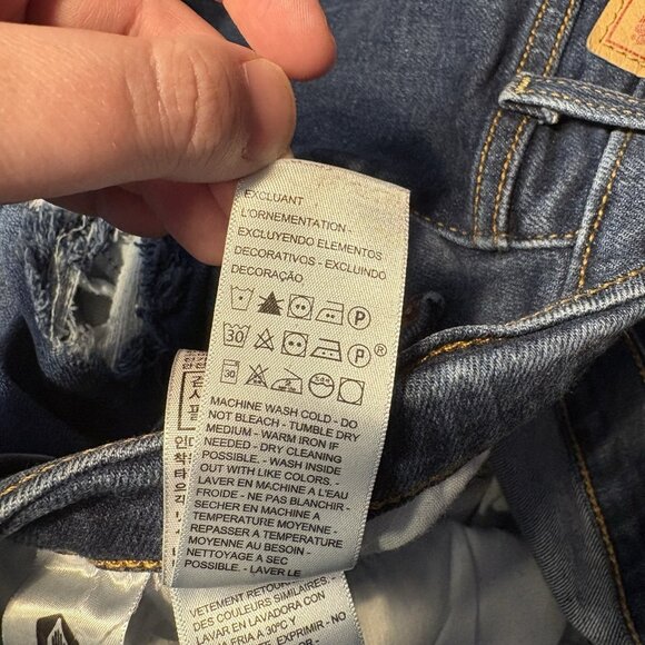 Levis Women Plus Sz 20W Dark Indigo Destructed Ribcage Straight Ankle Jeans - Picture 13 of 14